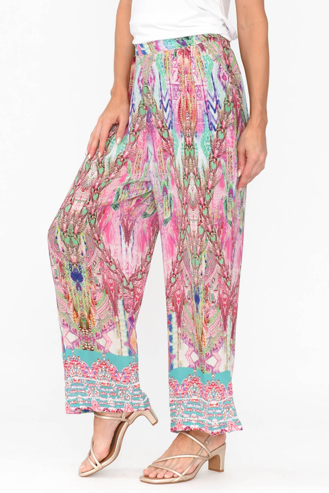 Zahara Pink Silk Wide Leg Pants