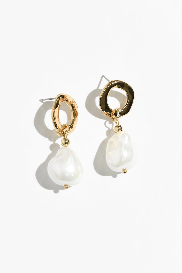 Zania Gold Pearl Drop Earrings image 1