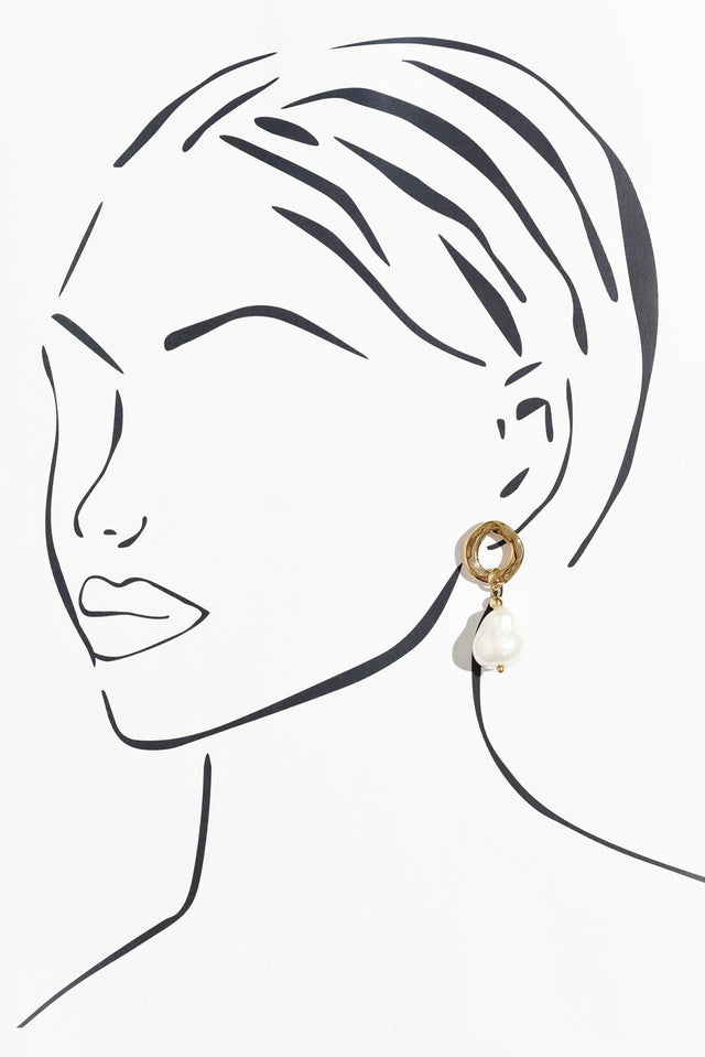 Zania Gold Pearl Drop Earrings