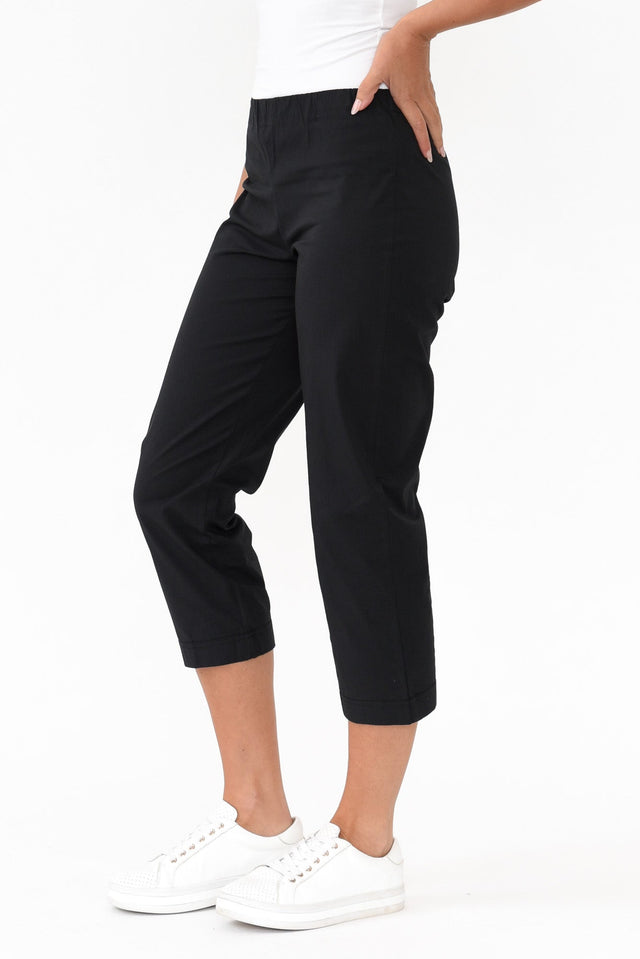 Zara Black Cotton Cropped Stretch Pants