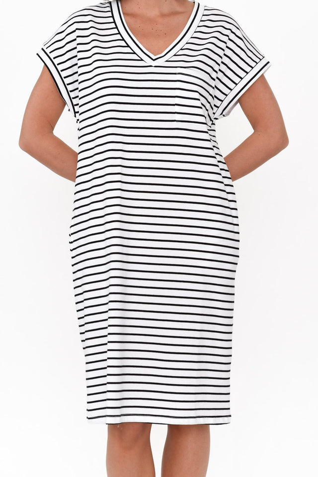 Zena Black Stripe T-Shirt Dress image 6