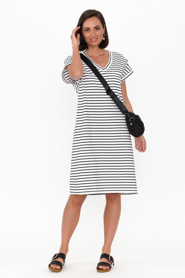 Zena Black Stripe T-Shirt Dress image 3