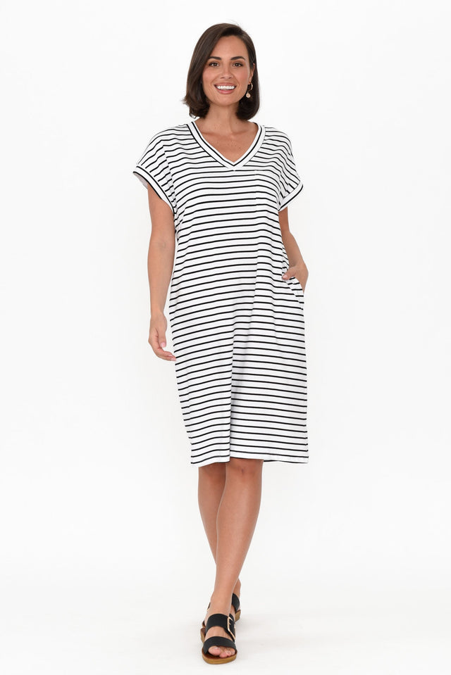Zena Black Stripe T-Shirt Dress image 1