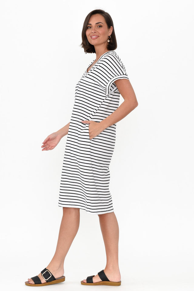 Zena Black Stripe T-Shirt Dress image 4