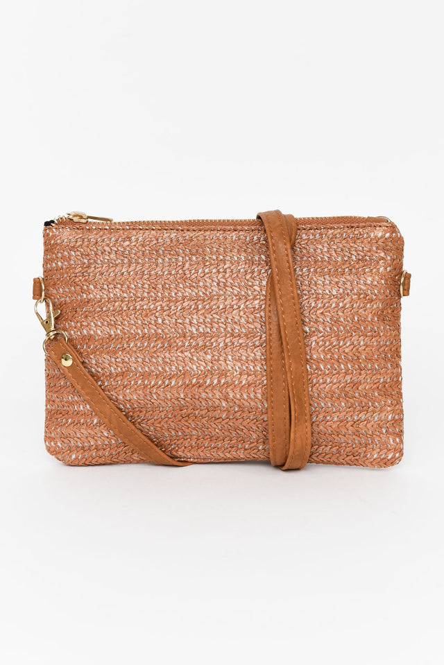 Zila Tan Woven Crossbody Bag image 1