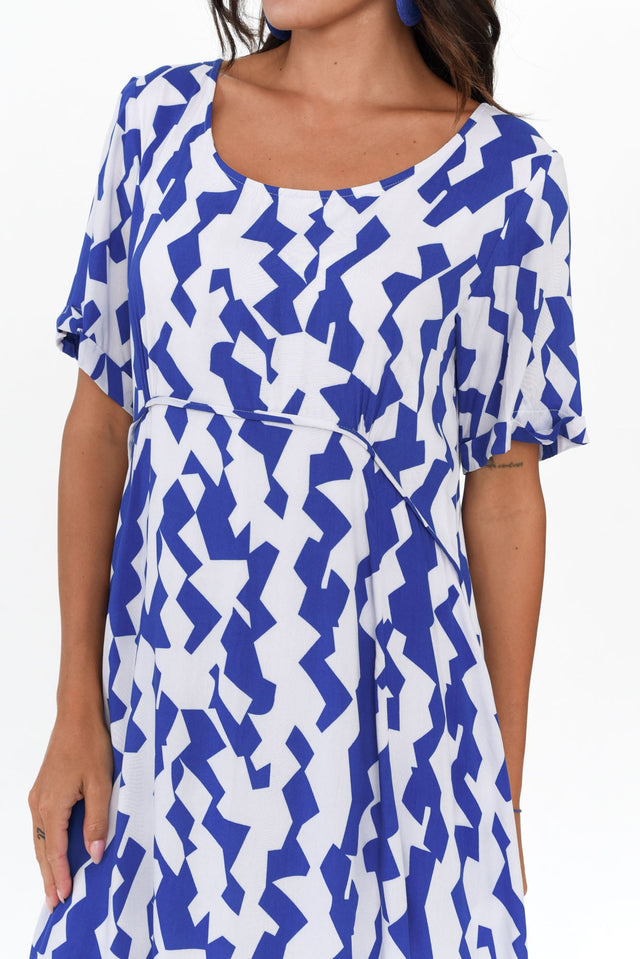 Zurah Cobalt Geo Crescent Dress